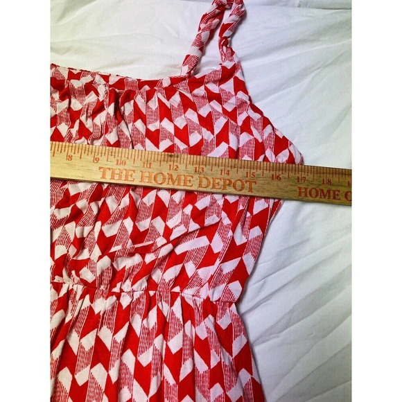 A.N.A. Mini Sundress Womens Sz S Red White Geometric Stretch Waist Sleeveless - Picture 7 of 9